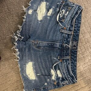 Abercrombie & Fitch Blue Distressed Jean Shorts